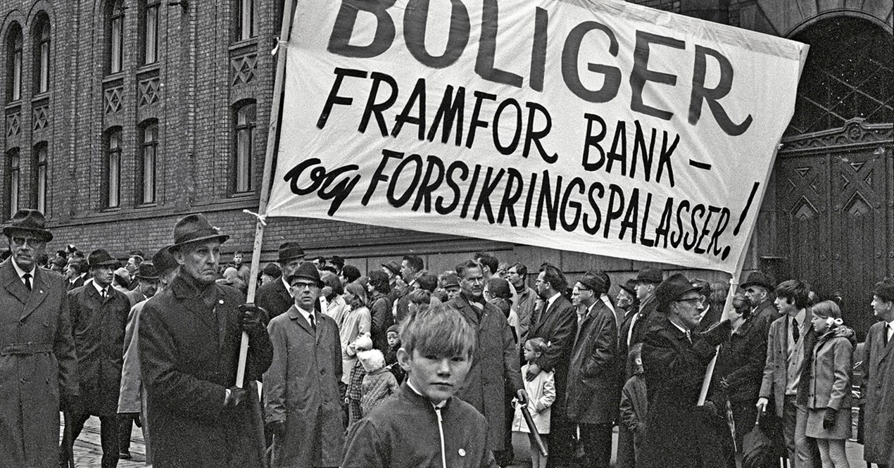 Foto: Arbeiderbevegelsens arkiv og bibliotek. Bilde fra 1. mai 1969 i Oslo.