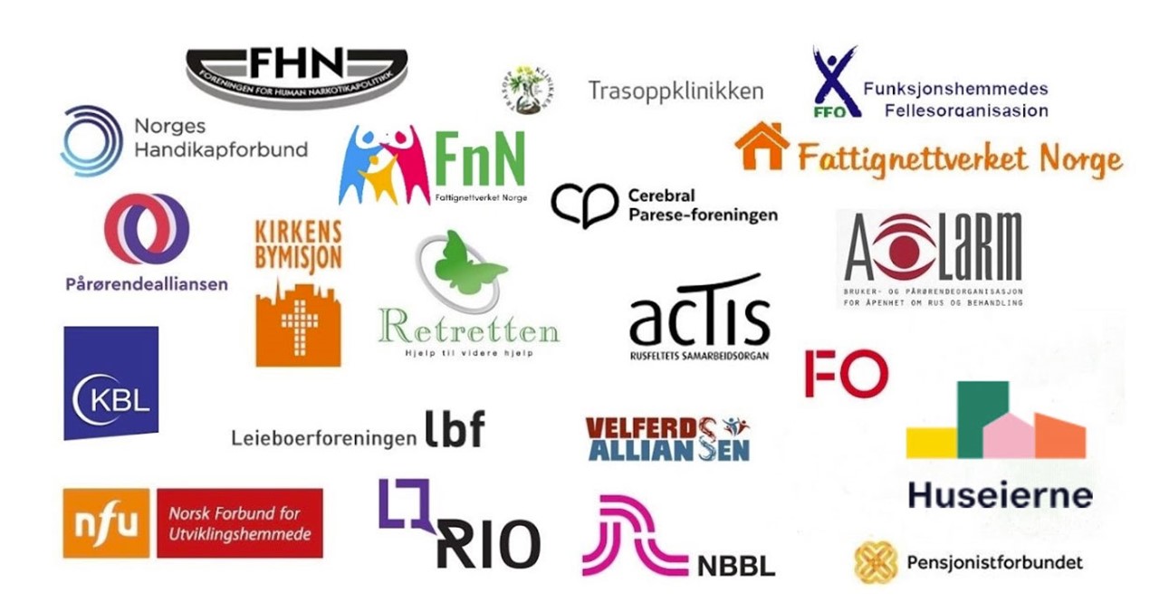 Logoene til de 20 partnerne i bostøttealliansen