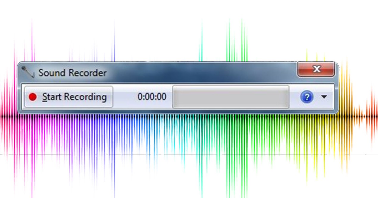 Arkivbilde av digitalt lydopptaksverktøy med frekvensbølge i regnbuefarger i bakgrunnen