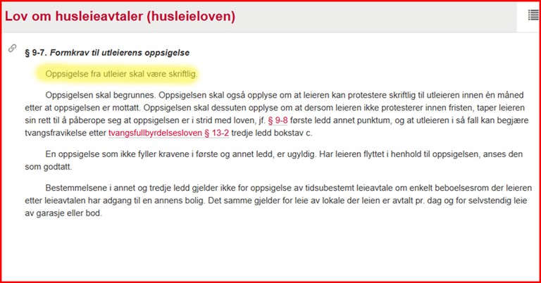 Oppsigelsestekst