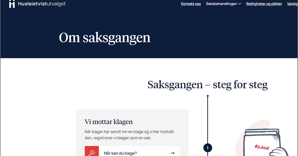 Faksimile av nettsiden til Husleietvistutvalget